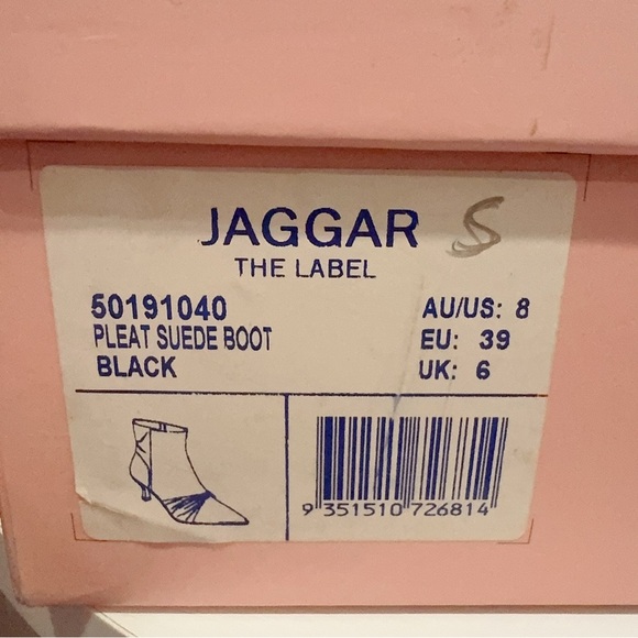 Jaggar Black Pleated Suede Kitten Heel Boots Bootie NIB 39/40 - Picture 15 of 16